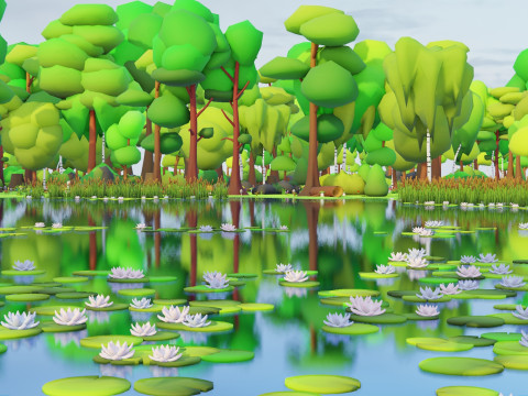 低聚季节性森林生物群落 3D 模型