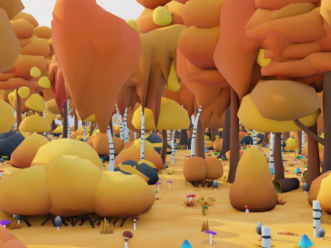 低聚季节性森林生物群落 3D 模型