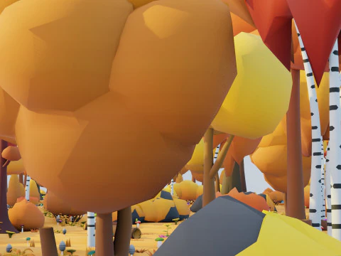 Low Poly Seasonal Forest Biome 3D Model