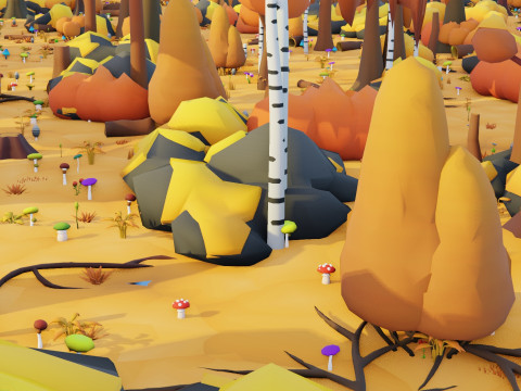 低聚季节性森林生物群落 3D 模型