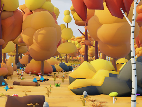 低聚季节性森林生物群落 3D 模型