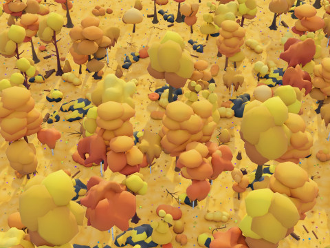 低聚季节性森林生物群落 3D 模型