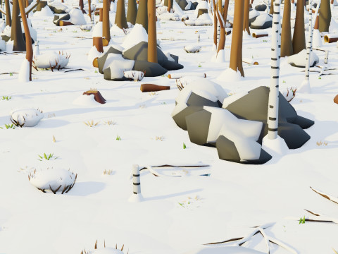 低聚季节性森林生物群落 3D 模型