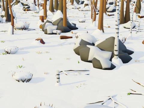 Low Poly Seasonal Forest Biome 3D Model