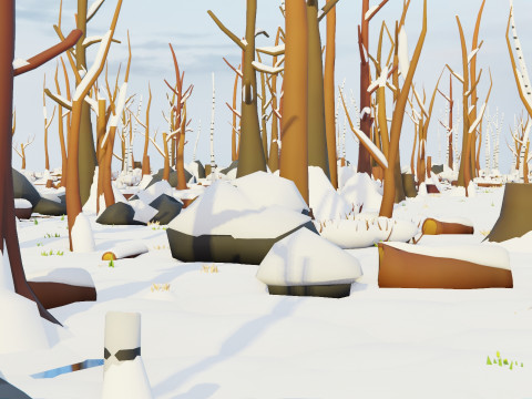 低聚季节性森林生物群落 3D 模型