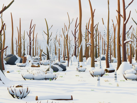 低聚季节性森林生物群落 3D 模型