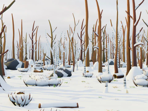 Low Poly Seasonal Forest Biome 3D Model