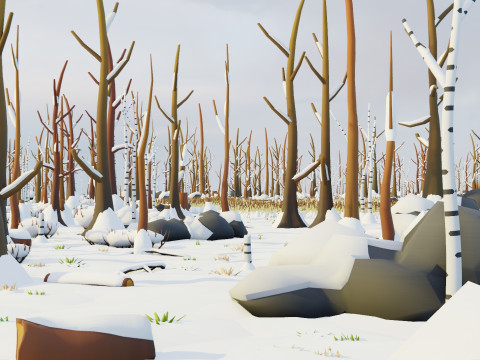 低聚季节性森林生物群落 3D 模型