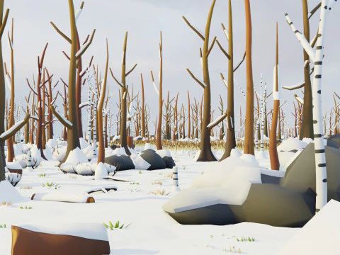 Low Poly Seasonal Forest Biome 3D Model