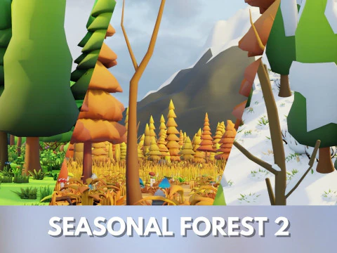 Low Poly Seasonal Forest Biome 2 3D Model