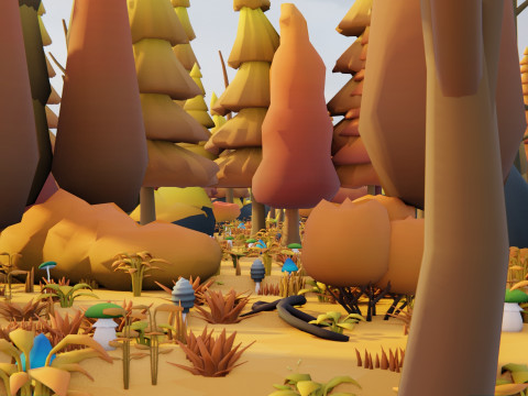 Bioma forestale stagionale low poly 2 Modello 3D