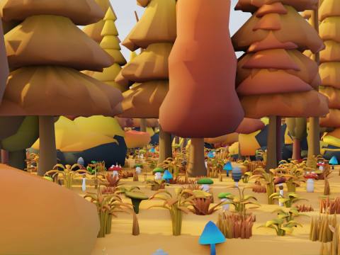 Bioma forestale stagionale low poly 2 Modello 3D