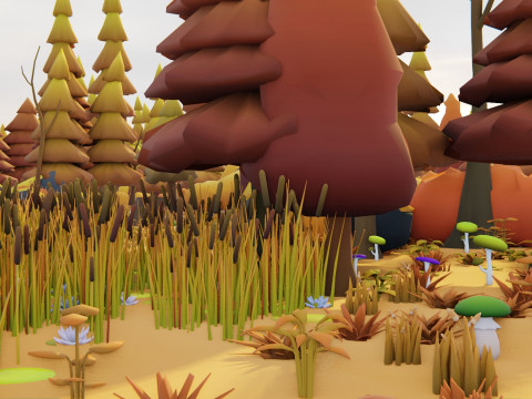 Bioma forestale stagionale low poly 2 Modello 3D