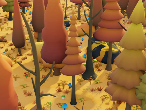 Bioma forestale stagionale low poly 2 Modello 3D