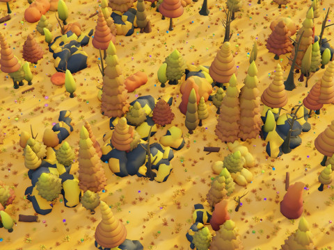 Bioma forestale stagionale low poly 2 Modello 3D
