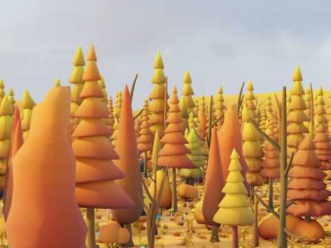 Bioma forestale stagionale low poly 2 Modello 3D