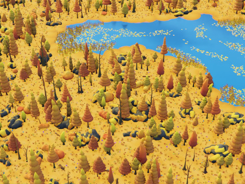 Bioma forestale stagionale low poly 2 Modello 3D