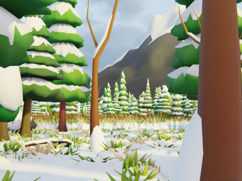 Bioma forestale stagionale low poly 2 Modello 3D