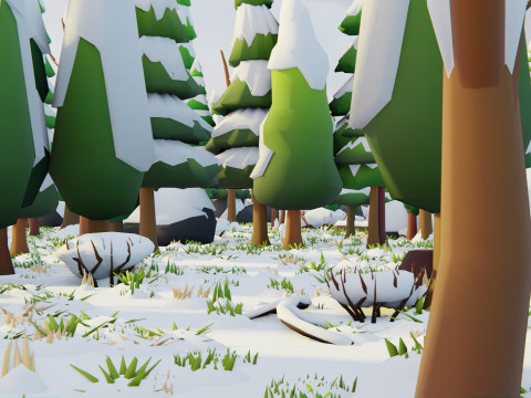 Bioma forestale stagionale low poly 2 Modello 3D