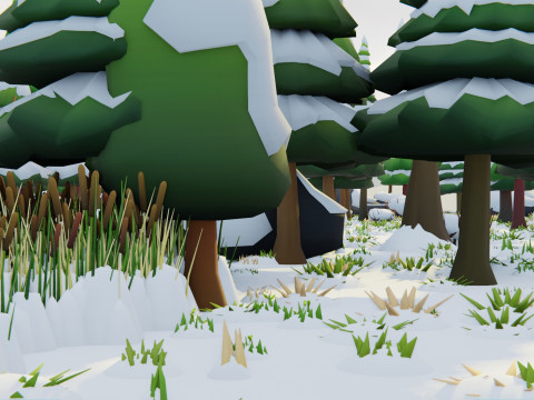 Bioma forestale stagionale low poly 2 Modello 3D