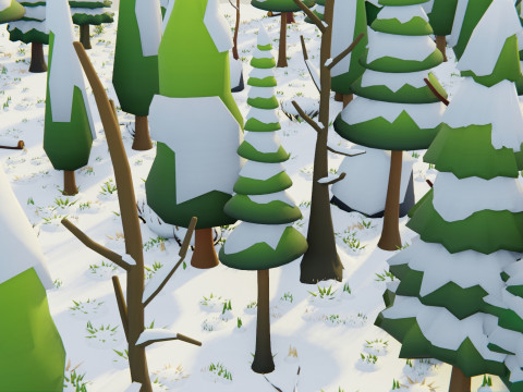 Bioma forestale stagionale low poly 2 Modello 3D