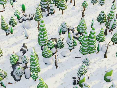 Bioma forestale stagionale low poly 2 Modello 3D
