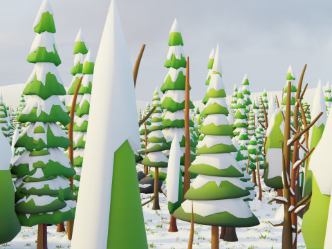 Bioma forestale stagionale low poly 2 Modello 3D