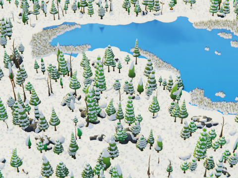 Bioma forestale stagionale low poly 2 Modello 3D