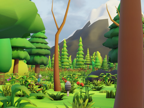 Bioma forestale stagionale low poly 2 Modello 3D