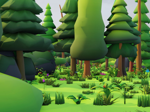 Bioma forestale stagionale low poly 2 Modello 3D