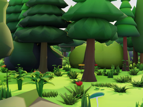 Bioma forestale stagionale low poly 2 Modello 3D