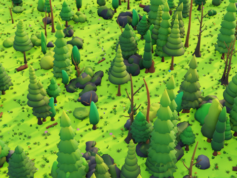 Bioma forestale stagionale low poly 2 Modello 3D