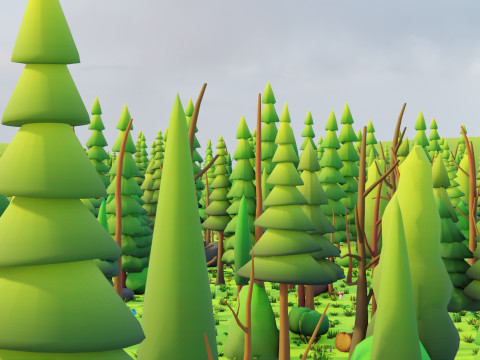 Bioma forestale stagionale low poly 2 Modello 3D