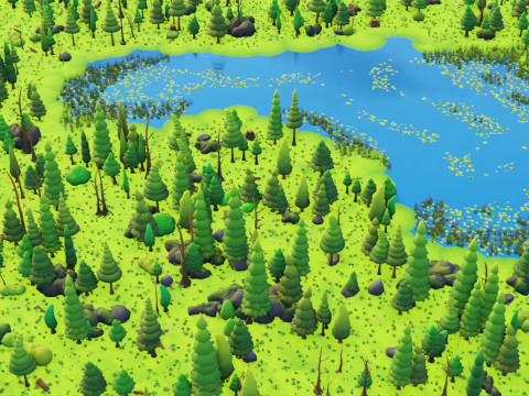 Bioma forestale stagionale low poly 2 Modello 3D