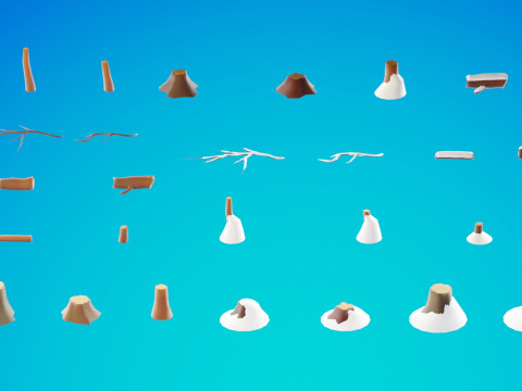 Bioma forestale stagionale low poly 2 Modello 3D