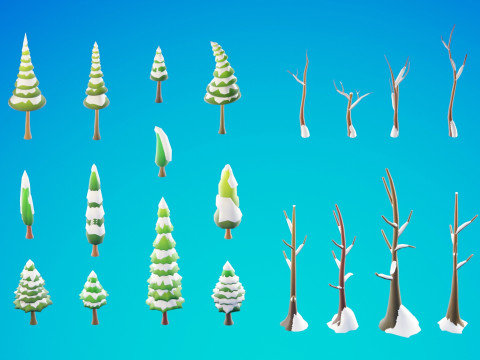 Bioma forestale stagionale low poly 2 Modello 3D