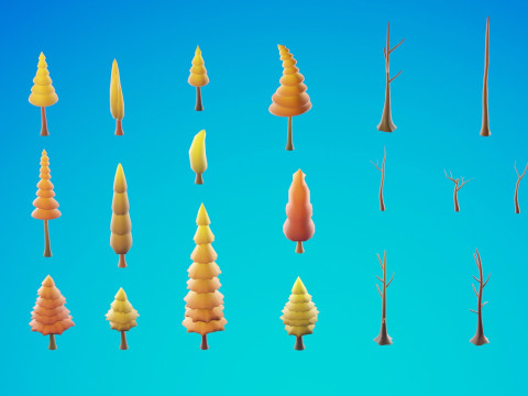 Bioma forestale stagionale low poly 2 Modello 3D