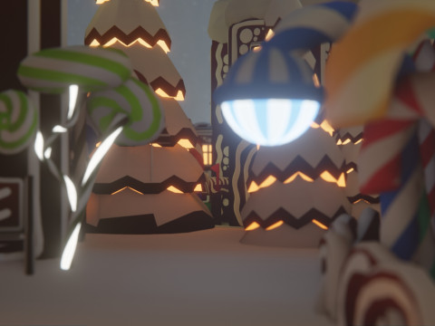 जिंजरब्रेड विलेज गेम रेडी एसेट पैक 3D मॉडल