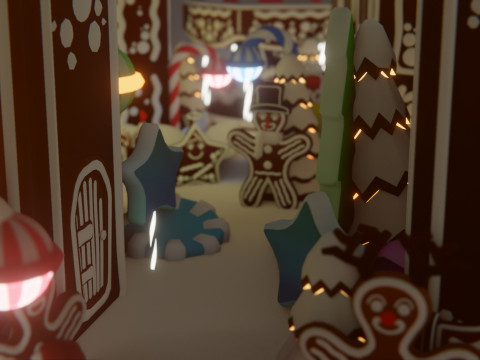 जिंजरब्रेड विलेज गेम रेडी एसेट पैक 3D मॉडल