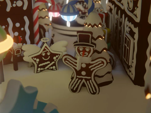 Gingerbread Village Game Ready Asset Pack 3D Model