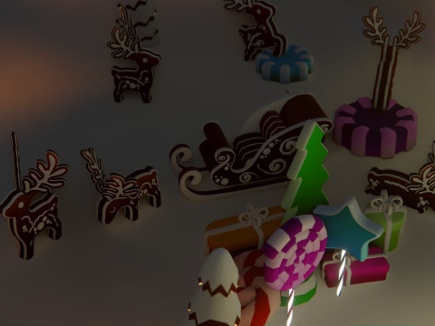 जिंजरब्रेड विलेज गेम रेडी एसेट पैक 3D मॉडल