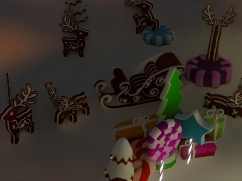 Gingerbread Village Game Ready Asset Pack 3D Model