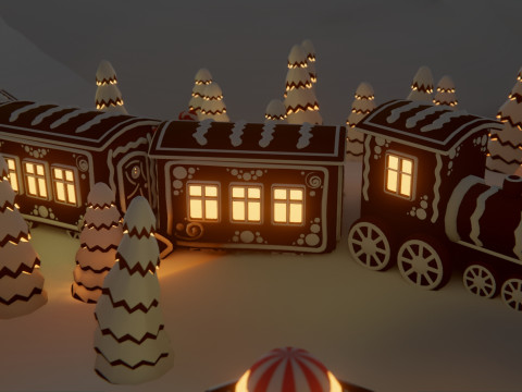 जिंजरब्रेड विलेज गेम रेडी एसेट पैक 3D मॉडल