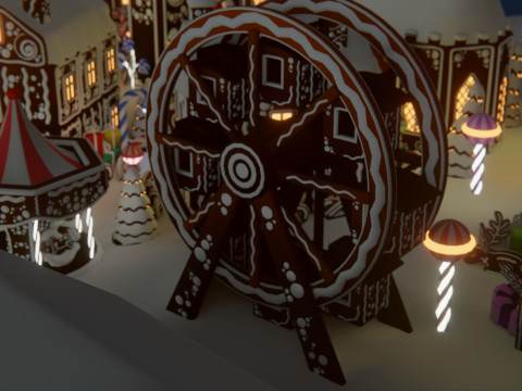 जिंजरब्रेड विलेज गेम रेडी एसेट पैक 3D मॉडल