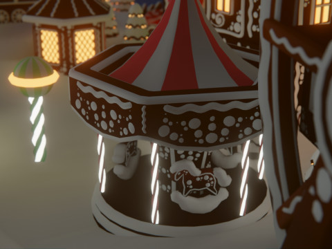 जिंजरब्रेड विलेज गेम रेडी एसेट पैक 3D मॉडल