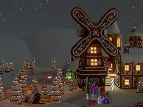 Gingerbread Village Game Ready Asset Pack 3D Model