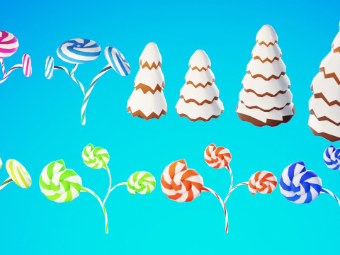 जिंजरब्रेड विलेज गेम रेडी एसेट पैक 3D मॉडल