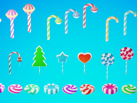 जिंजरब्रेड विलेज गेम रेडी एसेट पैक 3D मॉडल