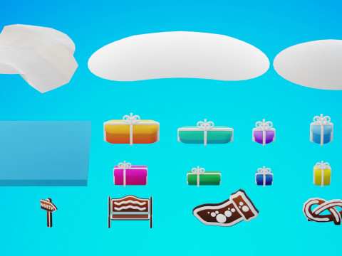 जिंजरब्रेड विलेज गेम रेडी एसेट पैक 3D मॉडल