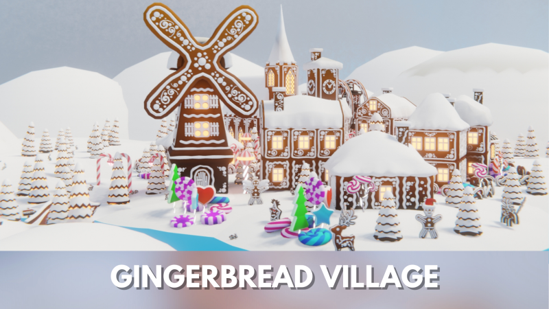 जिंजरब्रेड विलेज गेम रेडी एसेट पैक 3D मॉडल .c4d .max .obj .3ds .fbx .stl .blend